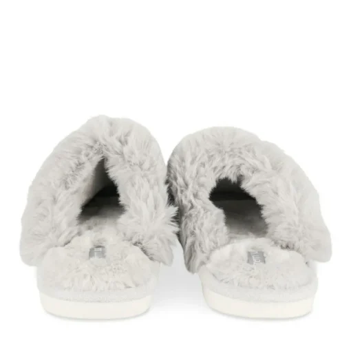 Chaussons GRIS Femme Motif Uni A Enfiler