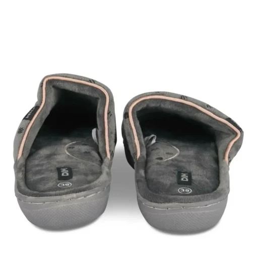 Chaussons GRIS Femme Motif A Pois A Enfiler
