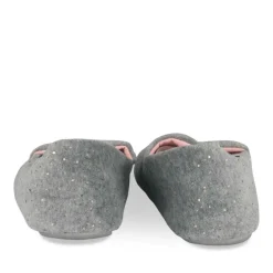 Chaussons GRIS Femme Motif Uni A Enfiler