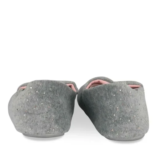 Chaussons GRIS Femme Motif Uni A Enfiler