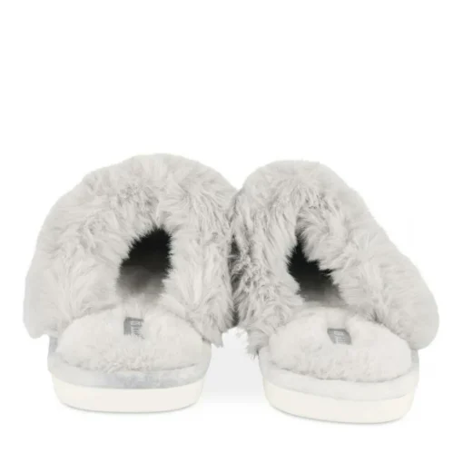 Chaussons GRIS Femme Motif Uni A Enfiler