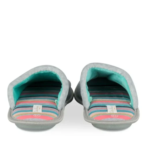 Chaussons GRIS Femme Motif Uni A Enfiler