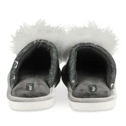 Chaussons GRIS Femme Motif Etoiles A Enfiler