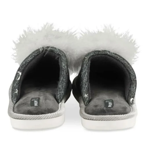 Chaussons GRIS Femme Motif Etoiles A Enfiler