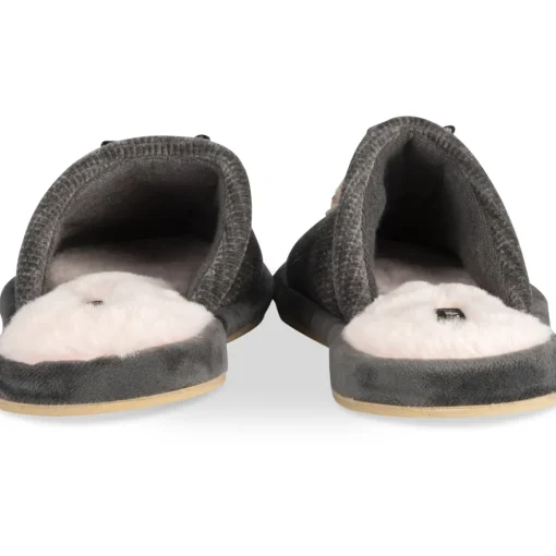 Chaussons GRIS Femme Motif Uni A Enfiler
