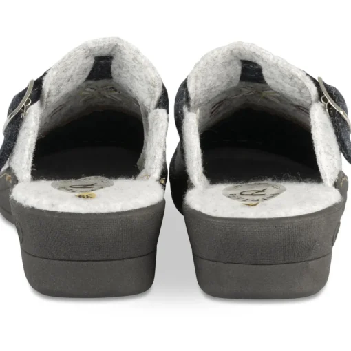 Chaussons GRIS Femme Motif Uni A Enfiler