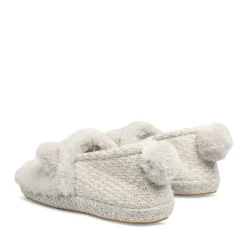 Chaussons GRIS Femme Motif Animal A Enfiler