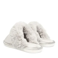 Chaussons GRIS Femme Motif Uni A Enfiler