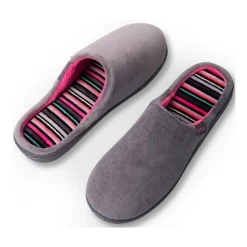 Chaussons GRIS Femme Motif Uni A Enfiler