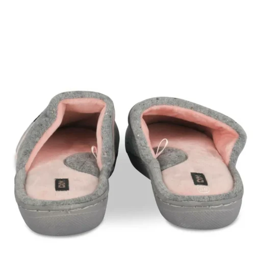 Chaussons GRIS Femme Motif Uni A Enfiler
