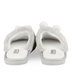 Chaussons GRIS Femme Motif Animal A Enfiler