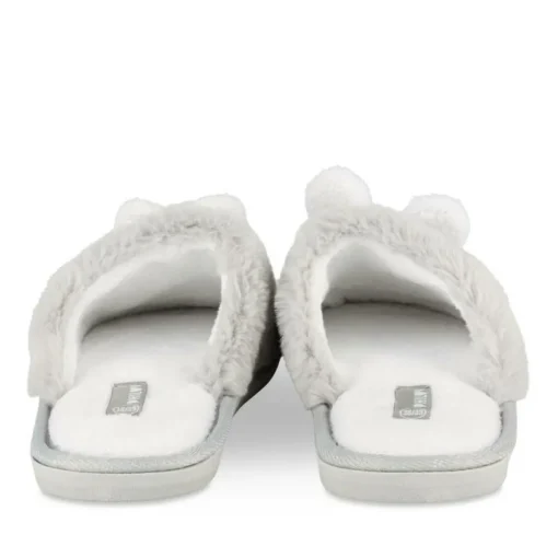 Chaussons GRIS Femme Motif Animal A Enfiler