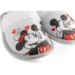 Chaussons GRIS Femme Motif Multicolore A Enfiler