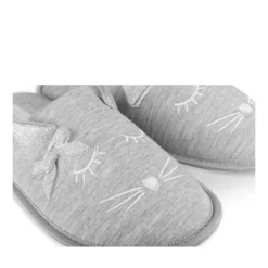 Chaussons GRIS Femme Motif Uni A Enfiler