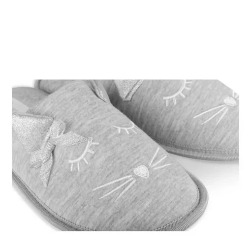 Chaussons GRIS Femme Motif Uni A Enfiler