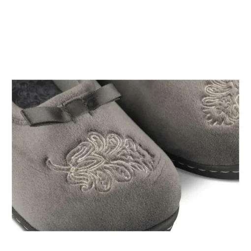 Chaussons GRIS Femme Motif A Pois A Enfiler