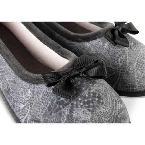 Chaussons GRIS Femme Motif Uni A Enfiler