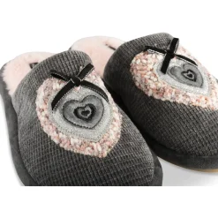 Chaussons GRIS Femme Motif Uni A Enfiler