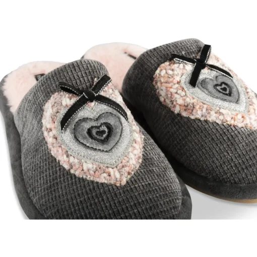 Chaussons GRIS Femme Motif Uni A Enfiler