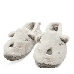 Chaussons GRIS Femme Motif Animal A Enfiler