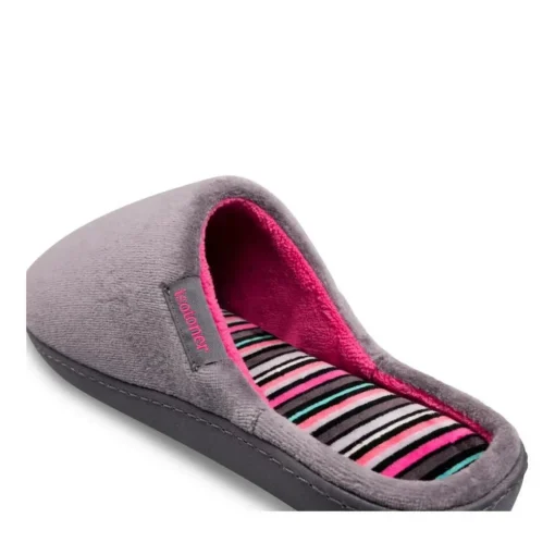 Chaussons GRIS Femme Motif Uni A Enfiler