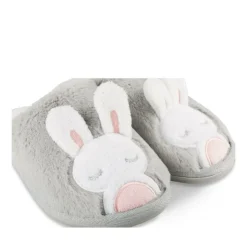 Chaussons GRIS Femme Motif Animal A Enfiler