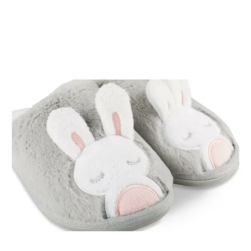 Chaussons GRIS Femme Motif Animal A Enfiler
