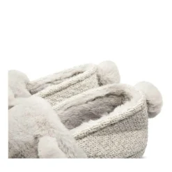 Chaussons GRIS Femme Motif Animal A Enfiler
