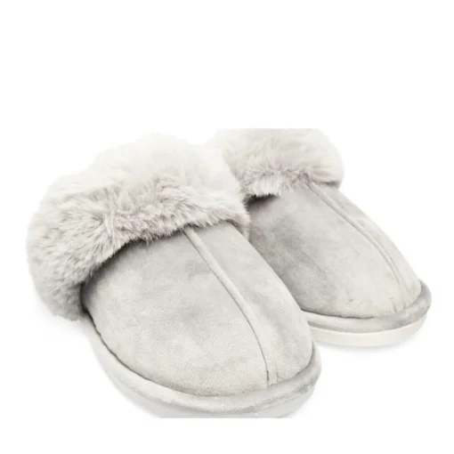 Chaussons GRIS Femme Motif Uni A Enfiler