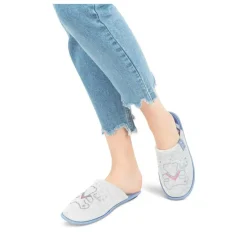 Chaussons GRIS Femme Motif Uni A Enfiler