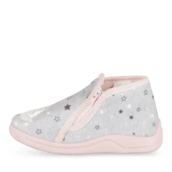 Chaussons GRIS Fille Motif Etoiles Fermeture éclair