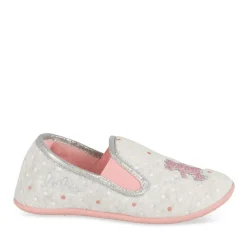 Chaussons GRIS Fille Motif A Pois A Enfiler