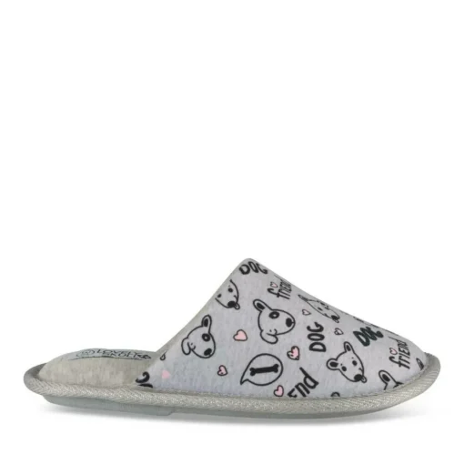 Chaussons GRIS Fille Motif Animal A Enfiler