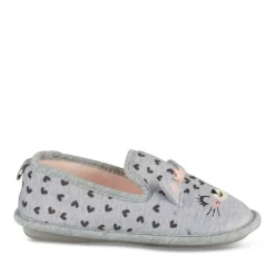 Chaussons GRIS Fille Motif Animal A Enfiler