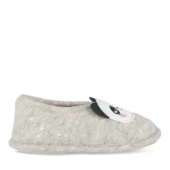 Chaussons GRIS Fille Motif Uni A Enfiler