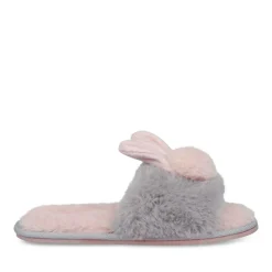 Chaussons GRIS Fille Motif Fausse Fourrure