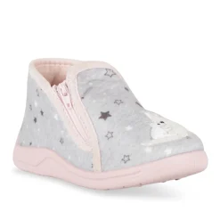 Chaussons GRIS Fille Motif Etoiles Fermeture éclair