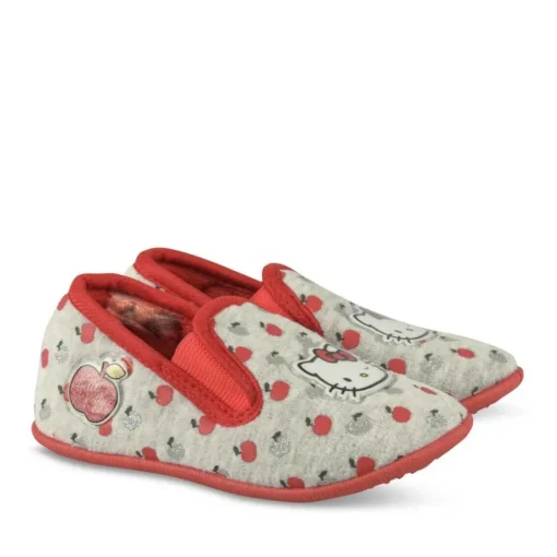 Chaussons GRIS Fille Motif Uni A Enfiler