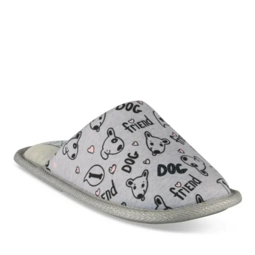 Chaussons GRIS Fille Motif Animal A Enfiler