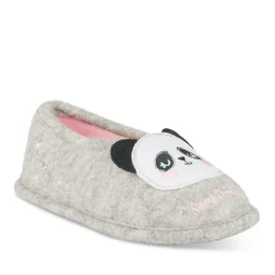 Chaussons GRIS Fille Motif Uni A Enfiler