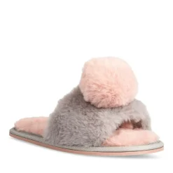 Chaussons GRIS Fille Motif Uni A Enfiler