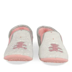 Chaussons GRIS Fille Motif A Pois A Enfiler