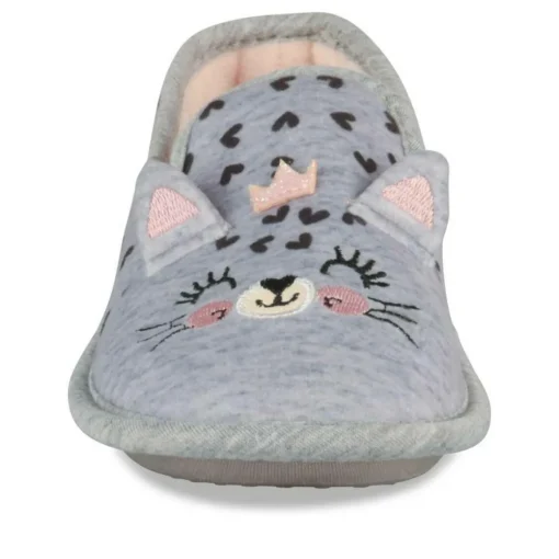 Chaussons GRIS Fille Motif Animal A Enfiler