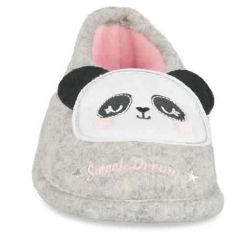 Chaussons GRIS Fille Motif Uni A Enfiler