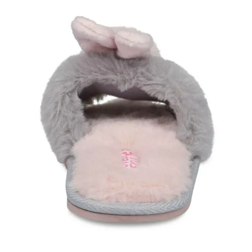 Chaussons GRIS Fille Motif Fausse Fourrure