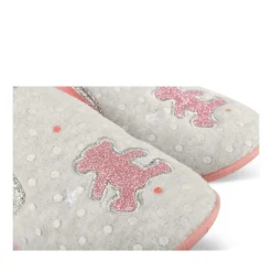 Chaussons GRIS Fille Motif A Pois A Enfiler