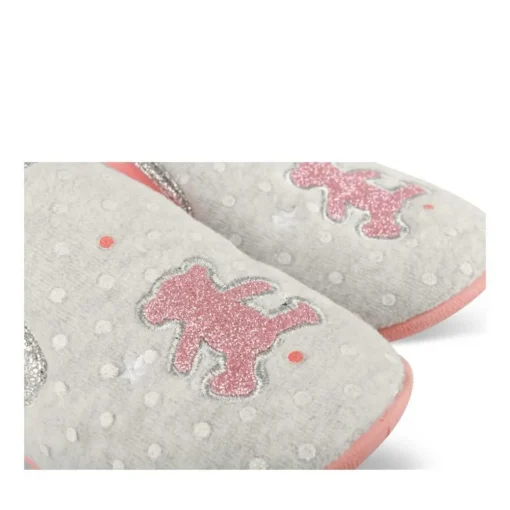 Chaussons GRIS Fille Motif A Pois A Enfiler