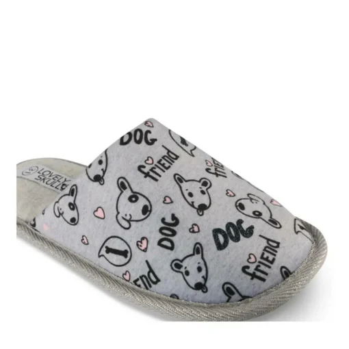 Chaussons GRIS Fille Motif Animal A Enfiler