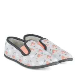 Chaussons GRIS Garçon Motif Animal A Enfiler