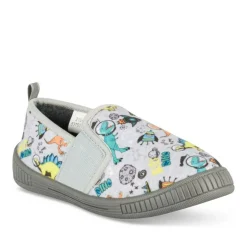 Chaussons GRIS Garçon Motif Dinosaure A Enfiler
